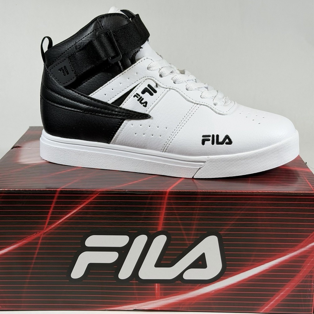FILA Size-5 Kids Vulc 13 Mid Sneaker Shoes Highrise / White